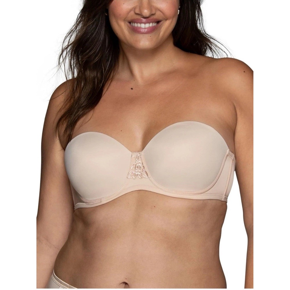 Vanity Fair 74380 Women 36B Full Figure Strapless Bra Rose Beige‎ READ